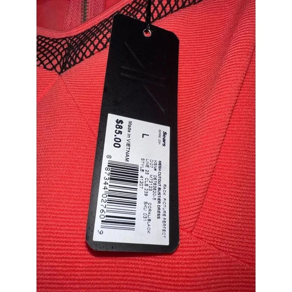 Kardashian Kollection mesh cutout bustier dress bandage midi coral size Large - Picture 6 of 7